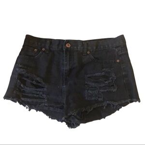 F21 black jean shorts 28
